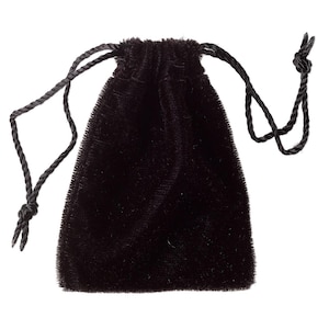 2 bolsitas de regalo pequeñas y grandes de tela de terciopelo suave negra con cordón para joyas, ideales para pequeños obsequios.