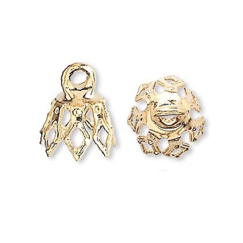 100 Gold Plated Brass Bell Bead End Charm Caps With Loop & 7 Etsy