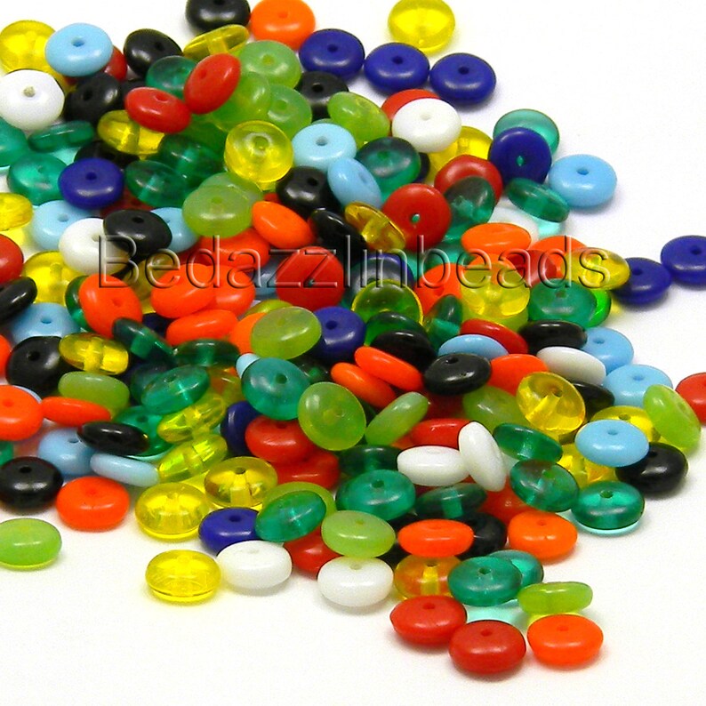 50 Assorted 6mm Round Flat Rondelle Czech Glass Disc Beads In Mixed Colors Beads & Jewelry