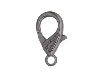 Big Gunmetal Plated 1 inch 25mm Lobster Claw Clasp with Etched Design Plated Pewter Base Metal