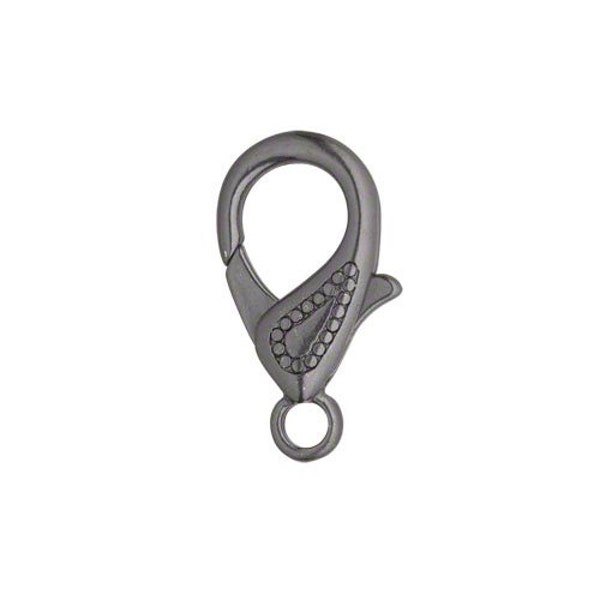 Big Gunmetal Plated 1 inch 25mm Lobster Claw Clasp with Etched Design Plated Pewter Base Metal