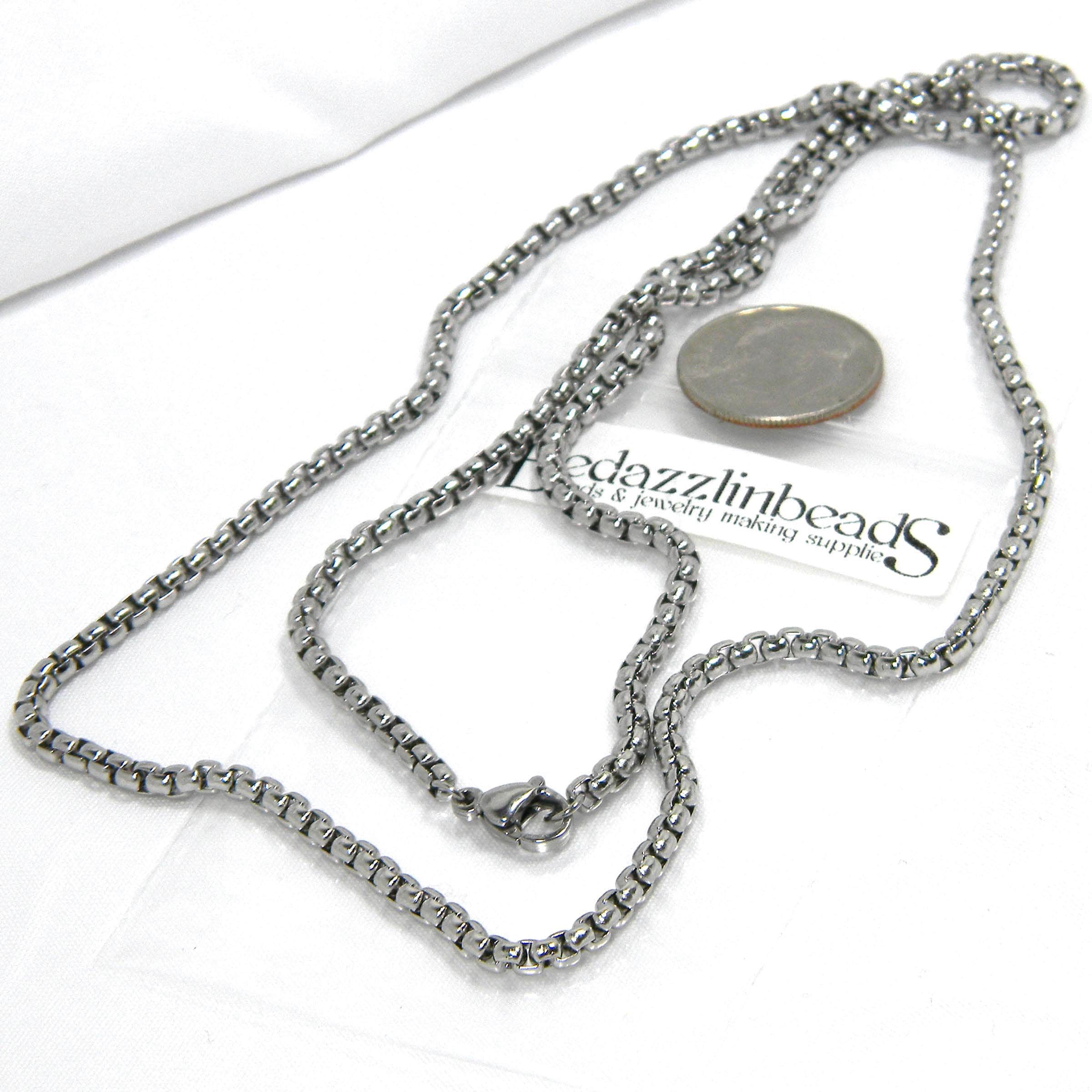 24 Inch Long Hypoallergenic Stainless Steel Silver Venetian 3mm