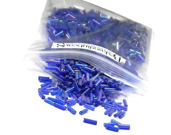 500 Rainbow Cobalt Blue Economical 1/4 inch Long 6mm Glass Bugle Tube Seed Beads