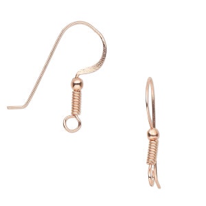 4 Pure 100% Genuine Copper Big 7/8 inch (23mm) Fancy French Hook Fishhook Flat Wire Ball & Coil Hook Earring Findings With Loop
