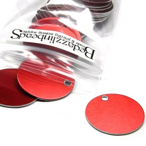 10 Red Anodized Aluminum 1 inch Flat Round Stamping Blank Coin Charms 20 Gauge