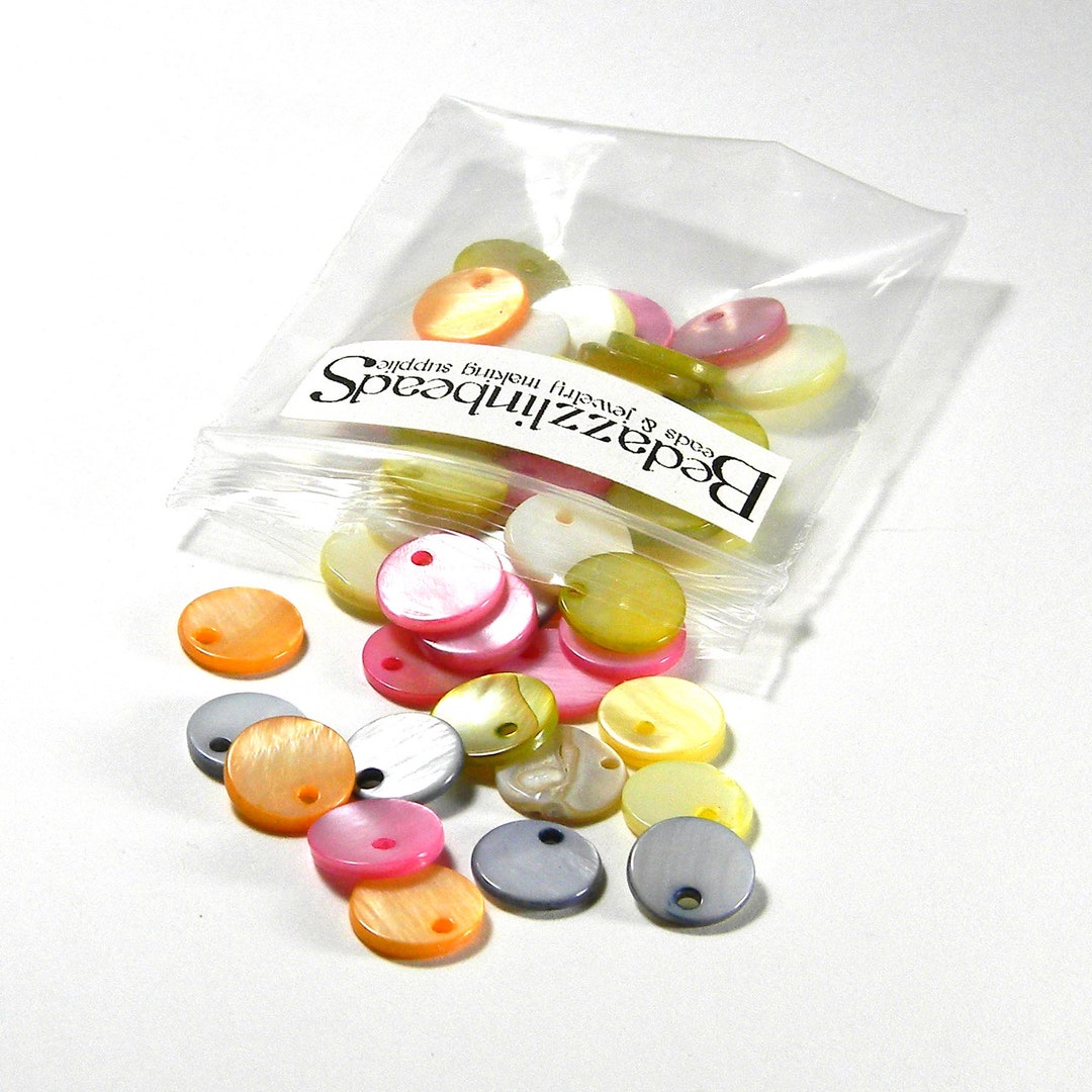Lot De 10 Perles Breloques Pendentifs En Nacre Ronds 11mm Jaune - DIY Bijoux