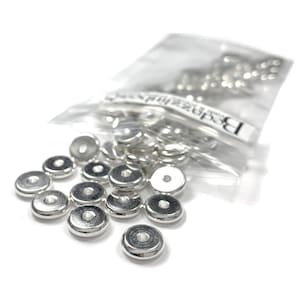 20 Silver 8mm Flat Round Spacer Heishi Rondelle Disc Beads Plated over Brass Metal