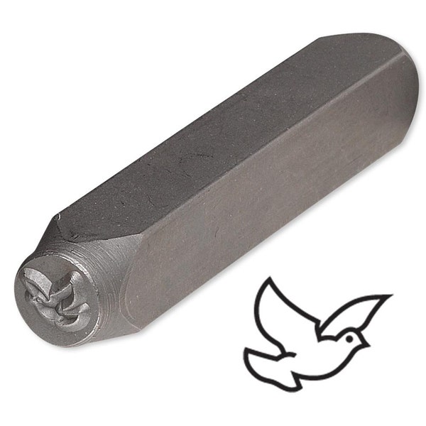 Dove Bird Steel Design Stamp Punch Tool to Embellish Metal, Plastic, Jewelry Blanks, Clay+