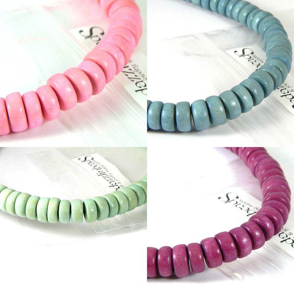 1 Strand of 100 Pastel Colored Wooden 8mm Round x 3mm - 4mm Thick Rondelle Disc Spacer Natural Wood Beads in Many Colors