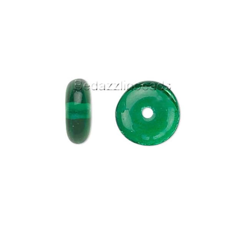 30 Flat 4mm Round Czech Glass Rondelle Spacer Disc Beads Assorted Colors Available Emerald Green