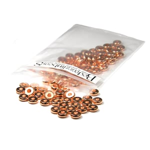 20 Copper 6mm Round x 2mm Thick Rondelle Heishi Disc Spacer Beads Plated Brass