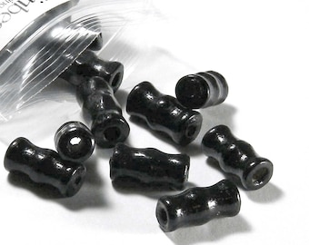 20 Hand Cut Black Bamboo Shaped Boxwood Wooden Wood Tube Beads With 3mm Hole