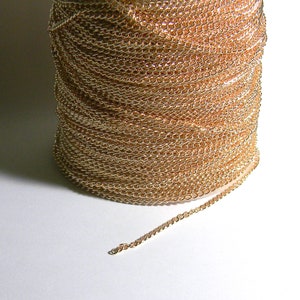 Rose Gold Thin Twisted Curb Link Chain Plated Over Iron Metal Sold in Bulk by the Yard Unfinished