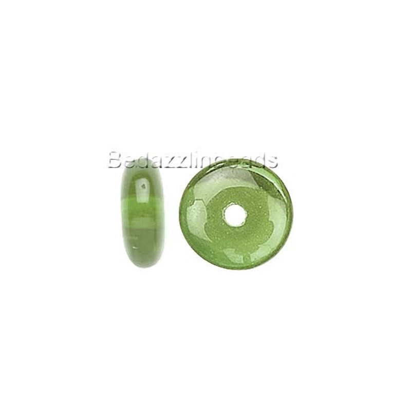 30 Flat 4mm Round Czech Glass Rondelle Spacer Disc Beads Assorted Colors Available Olivine Green