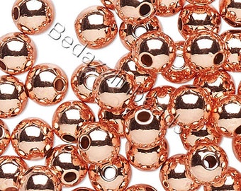 100 Smooth 4mm Round Shiny Pure Solid Copper Spacer Ball Loose Jewelry Beads
