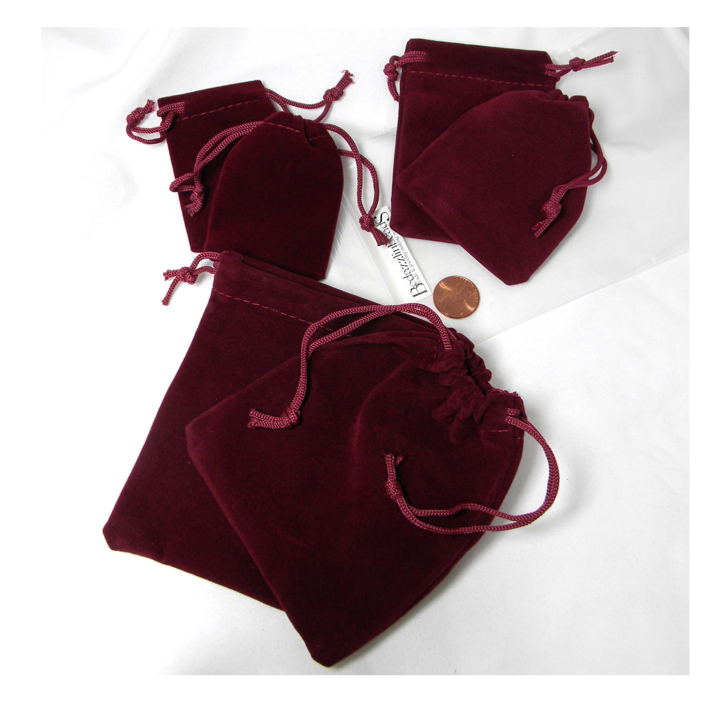 Sacchetti Velluto Con Coulisse 10x8 Cm - 5 Pezzi Per Gioielli, Bomboniere O Regali, Colore Rosso Vino - Foto 9