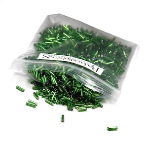 500 Silver Lined Emerald Green Economical 1/4 inch Long 6mm Glass Bugle Tube Seed Beads