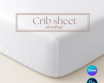 Realistische Umrandung Krippe Bettlaken Mockup Baby Kleinkind Krippe Ecke Mockup Spannbettlaken Mockup PSD Kinderzimmer Bettlaken Mockup Canva & PSD Digital