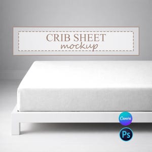 Fitted Sheet Mockup Jersey knit Crib Sheet Mockup Bed Sheet Mockup Baby Cot and Twin Size sheet Mockup PNG for Canva and Photoshop