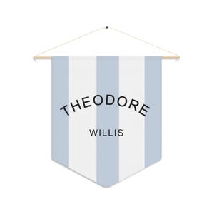 Baby Name Nursery Pennant, Kids Room Decor, Custom Name Sign, Nursery Wall Banner, Children&#39;s Bedroom Decor, Striped Wall Name Sign