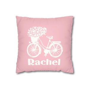 Personalized Baby Girl Pillow Kids Bed Throw pillow Pink Whimsical Design, Baby Shower Gift, Nursery Square Pillow Cover Nursery decor