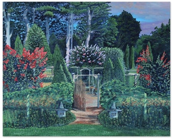 Le jardin de maman - Poster imprimé mat premium - Peinture à la gouache