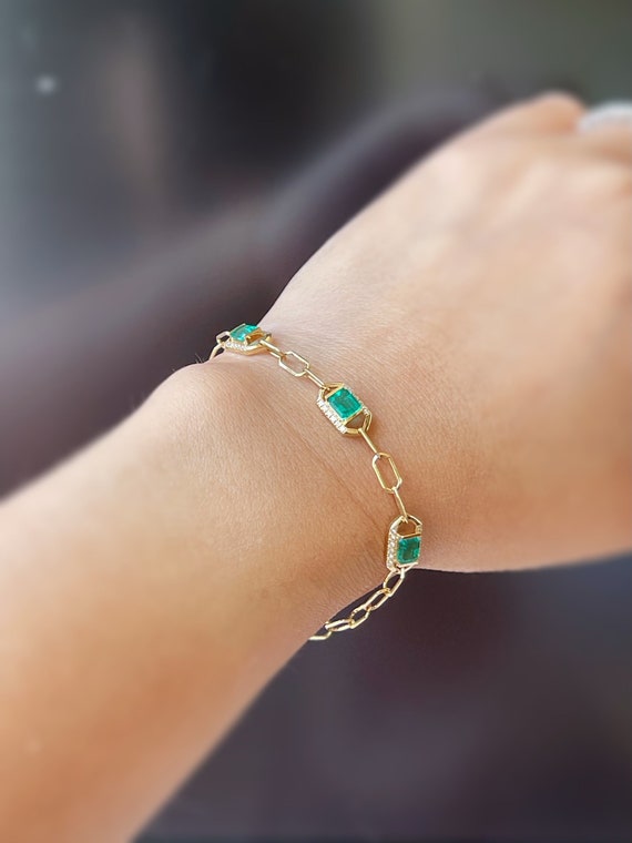 Green emerald bracelet discount