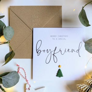 Carte de Noël pour petit ami, joyeux Noël, carte de Noël, carte de Noël de luxe, carte faite main, cartes de voeux pour petite amie.
