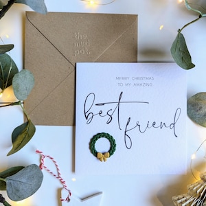 Carte de Noël pour meilleur ami, joyeux Noël, meilleur ami, carte de Noël, carte de Noël de luxe, carte faite main, cartes de voeux.