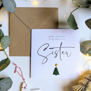 Christmas card for Sister, Merry Christmas Sister, Christmas Card, Luxury Christmas Card, Handmade Card. Sister Greeting Cards.