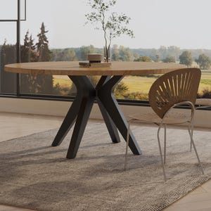 Modern Round Metal Table Base | Table Base for Marble, Glass, Wood Top | Industrial Steel Dining Table Legs