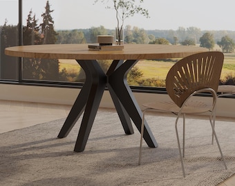 Modern Round Steel Table Base: Heavy Duty Industrial Dining Table Legs