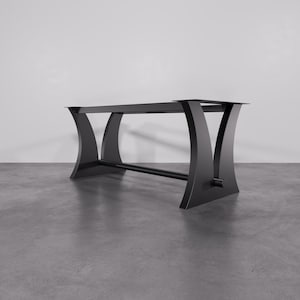 Handmade Curved Steel Table Base: Modern Industrial Dining Table Legs