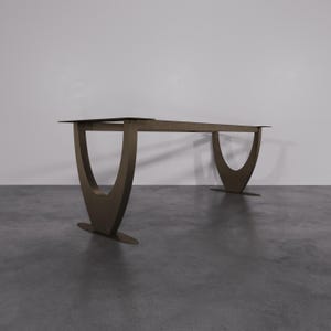 Sleek Metal Base for Table, Brushed Gold Table Base Sturdy Support for Custom Tables, Contemporary Metal Legs Design