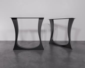 Handgjorda bordsben i svart metall: Modern industriell design, set om 2