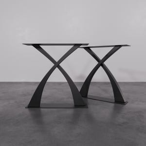 Modern X-Frame Steel Table Legs: Heavy Duty Desk Base (Set of 2)
