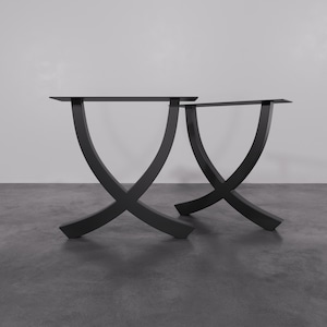 Handgefertigte Moderne X-Rahmen Metall Tischbeine: Paar Pulverbeschichteter Stahl