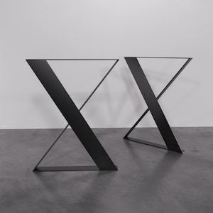 Handmade Steel X-Shape Table Legs: Modern Dining or Desk Base