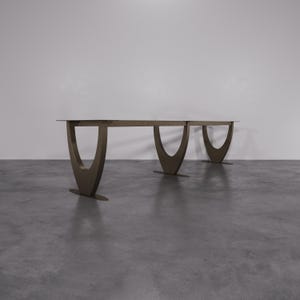 Sleek Metal Base for Heavy Duty Table, Brushed Gold Table Base Sturdy Support for Custom Tables, Contemporary Metal Legs Design