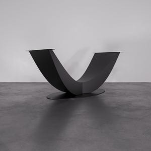 Heavy Duty Metal Table Base – Unique Curved Design – Compatible with Wood, Marble, Glass & Stone Tabletops