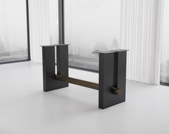 Modern barbordsfot i stål, minimalistiska ben för köksö med tvärstång