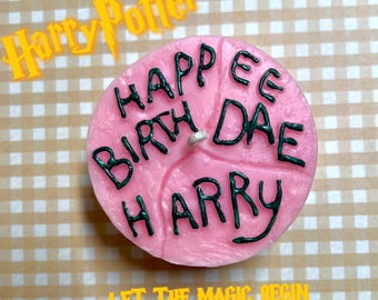 Vela de Feliz Cumpleaños Harry: Mezcla de cera de soja y abeja, Regalo para Fans de la Película