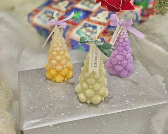Kerstboomkaars: soja-bijenwasmix, decoratie voor als vakantiewoning