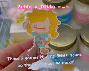 Link x idem. waterdichte vinylsticker. geïnspireerd door Pokopia en Zelda.