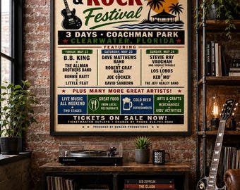 1992 Florida Music Festival Poster Vintage Jazz Blues Rock Concert Print PRINTABLE DOWNLOAD