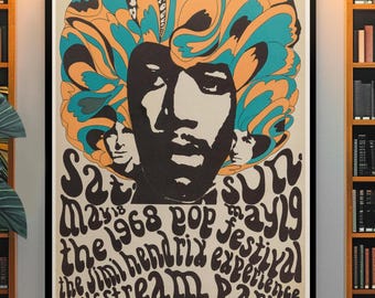 1968 Vintage Rock Festival Poster – Classic Psychedelic Concert Print, Retro 60s Music Collectible Artwork