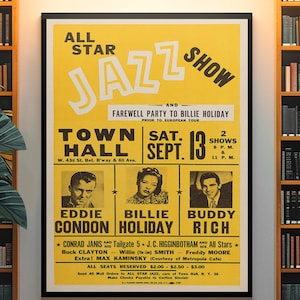 Póster de jazz clásico de All Stars: impresión retro de festival de los años 70 para decoración de pared