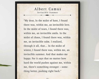 Albert Camus Poetry Quote Print -  Invincible Summer PRINTABLE DOWNLOAD