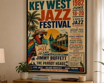 1983 Jazz Festival Poster Vintage Key West Florida Music Event Tropical Concert Wall Decor PRINTABLE DOWNLOAD