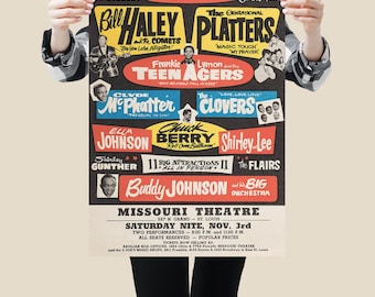 1950年代のクラシックなロックンロールコンサートポスター4枚（印刷